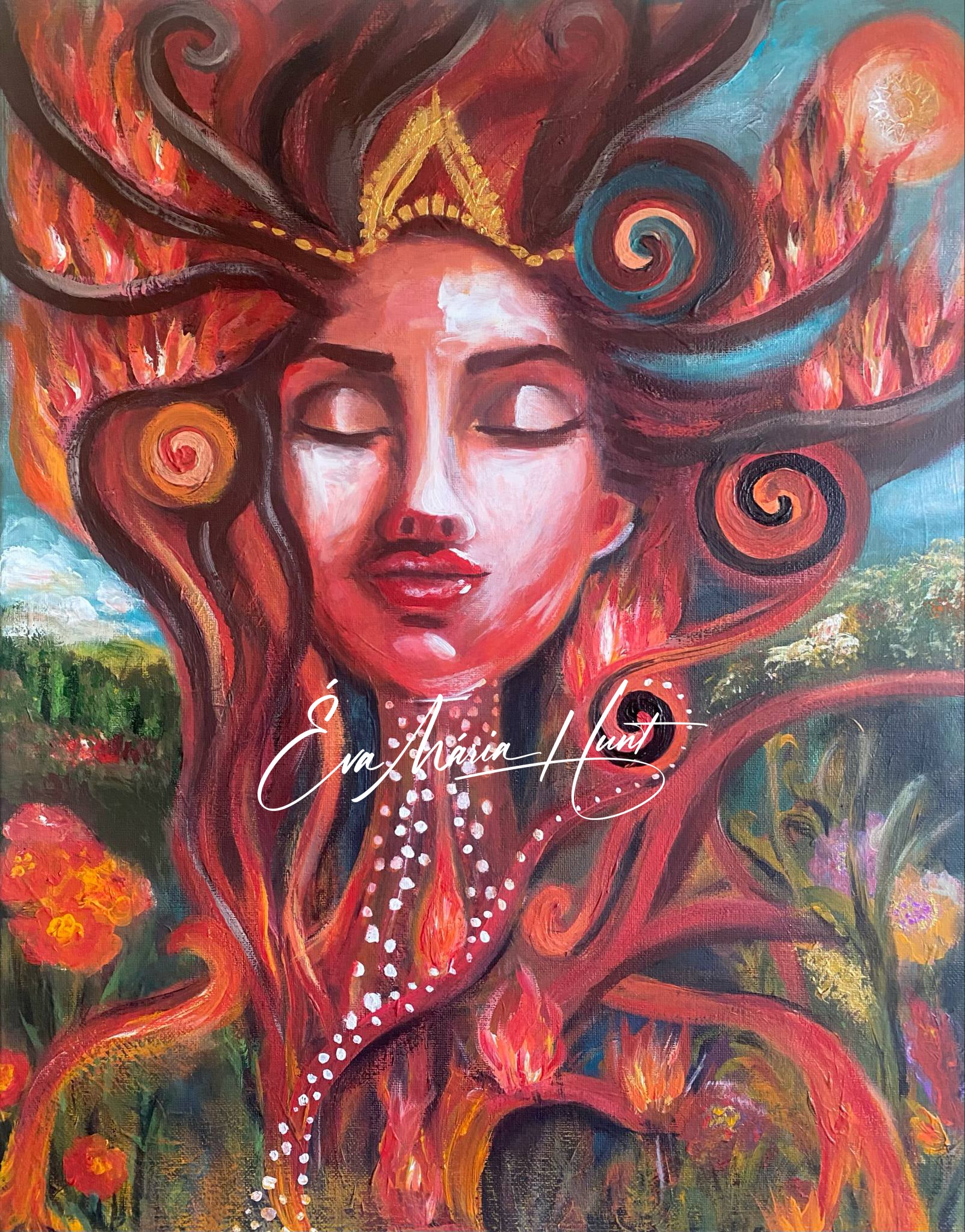 Desire - Goddess of Fire -  Canvas Print 41 x 51 cm / 16 x 20 inches- Free delivery
