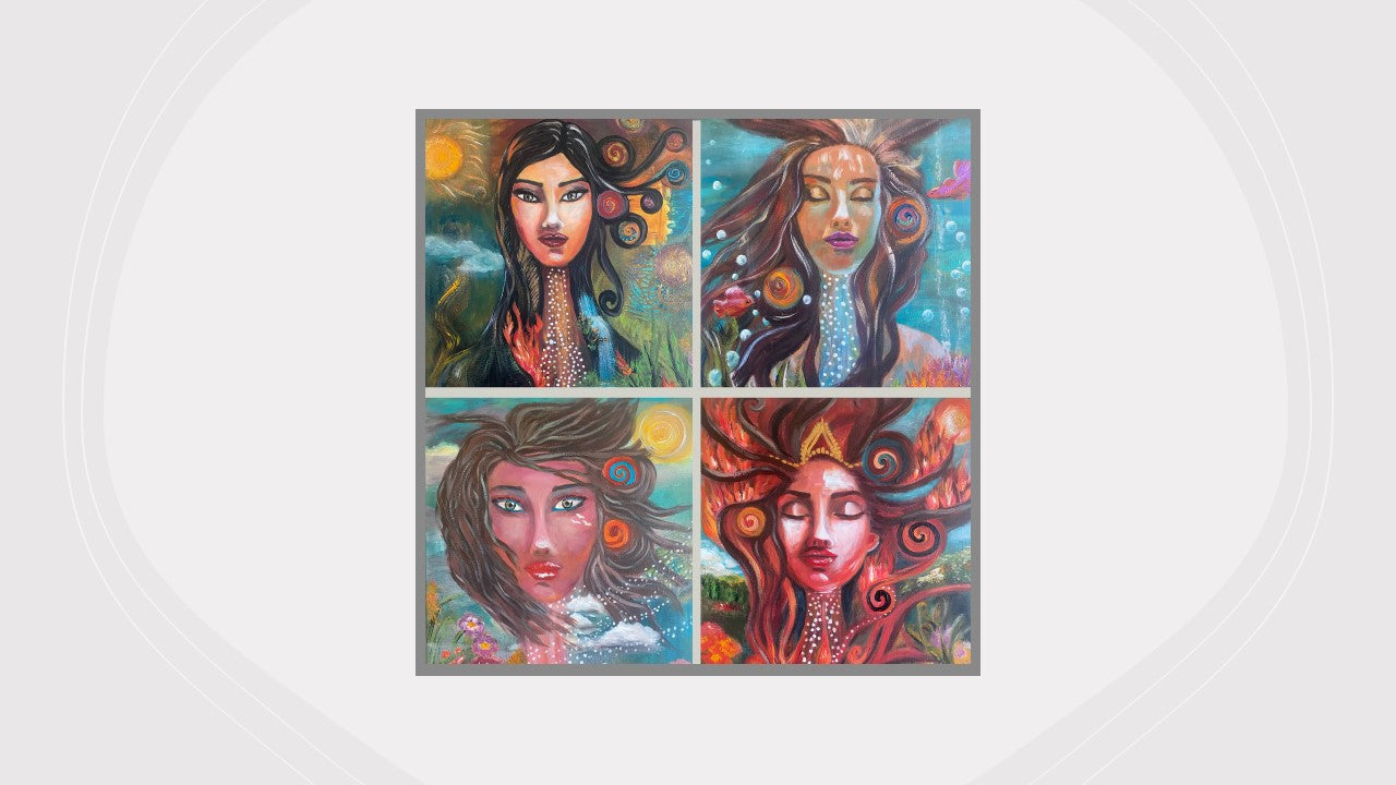 Fridge Magnets Goddesses of the Elements - 6x6"/ 15.2x15.2cm divided into 4 images - Free delivery